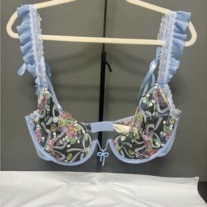 For Love And Lemons Floral Lace Bra - Blue and Pink